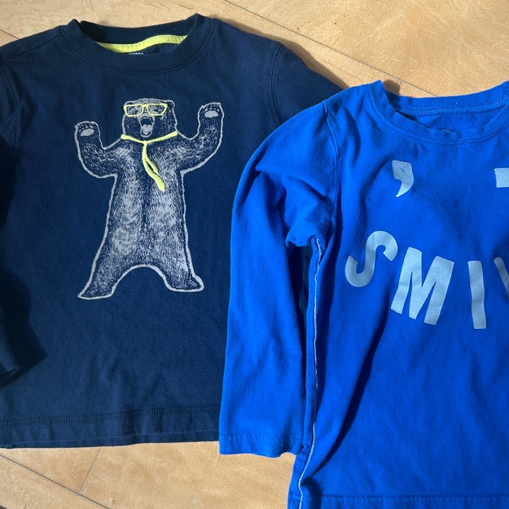 Two Tshirts Gymboree size 5 & okie dokie size 5Y boys long sleeve t-shirts